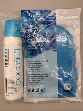 NWT MineTan Super Dark Coconut Self Tan Foam & Velvet Mitt Bundle